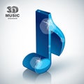 Trendy blue slim musical note 3d modern style icon . Royalty Free Stock Photo